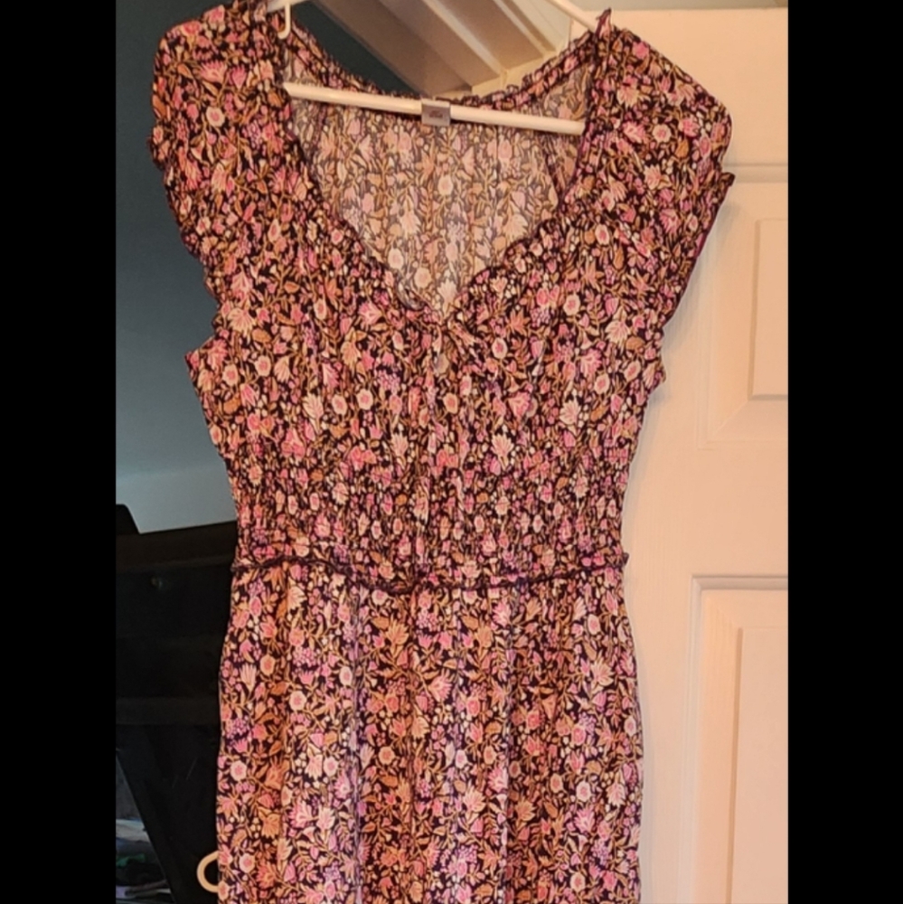Old Navy Pink and Black Floral Dress